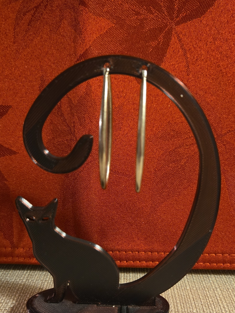 Silver Oval Shaped Pierced Drop Earrings